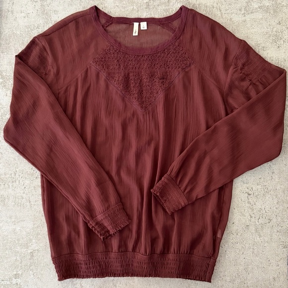 Frenchi Tops - Frenchi Burgundy Blouse